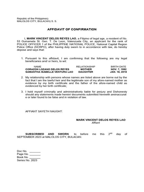 affidavit of confirmation pnp applicant|Affidavit of Confirmation PNP Applicant .